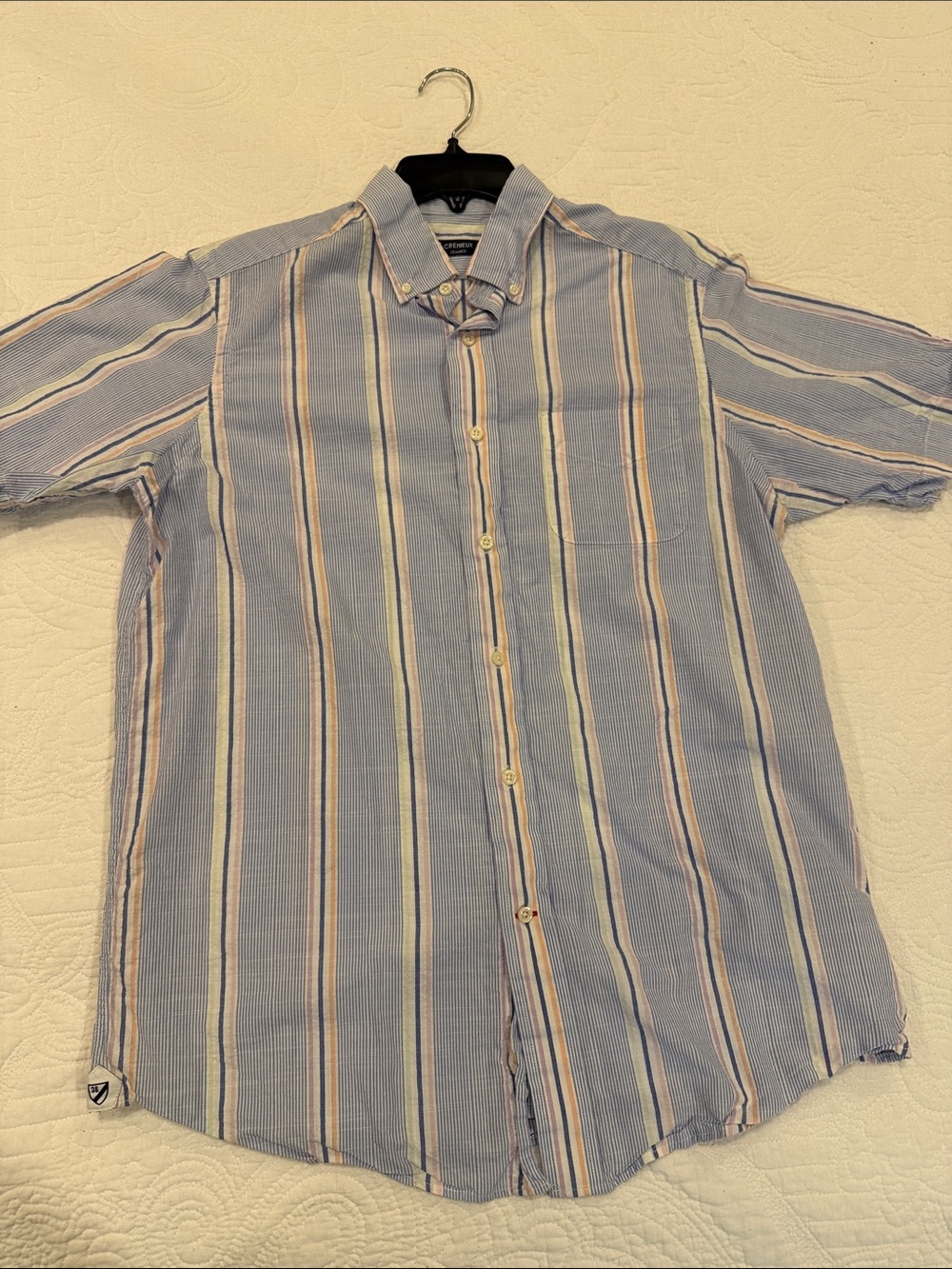 Daniel Cremieux Light Blue Striped Short-Sleeve Button-Down Shirt